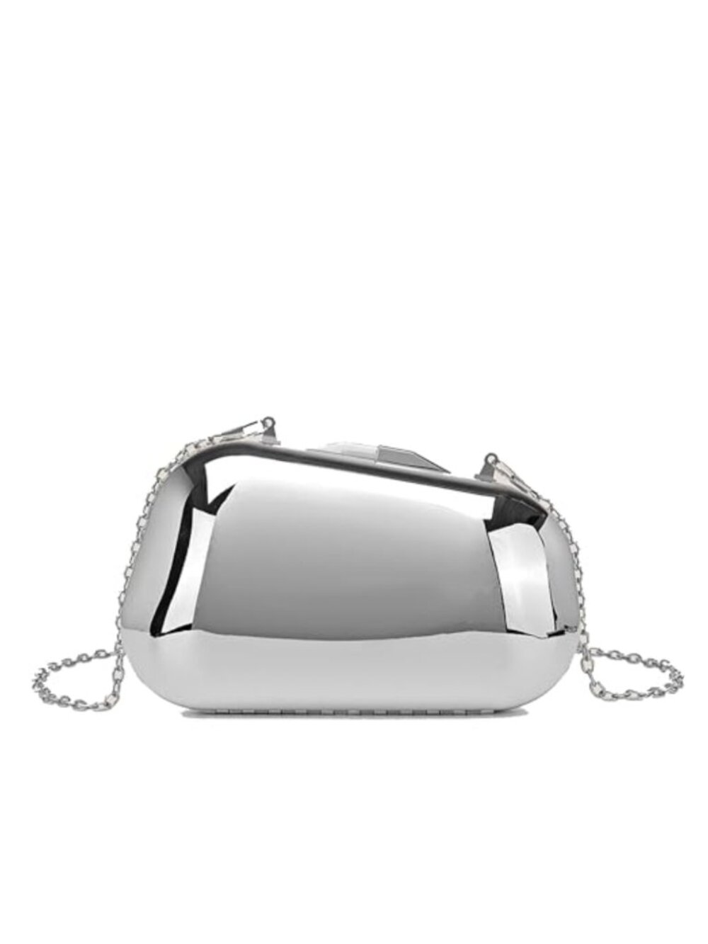 Metallic Acrylic Clutch Evening Bag Detachable Chain Wedding Prom